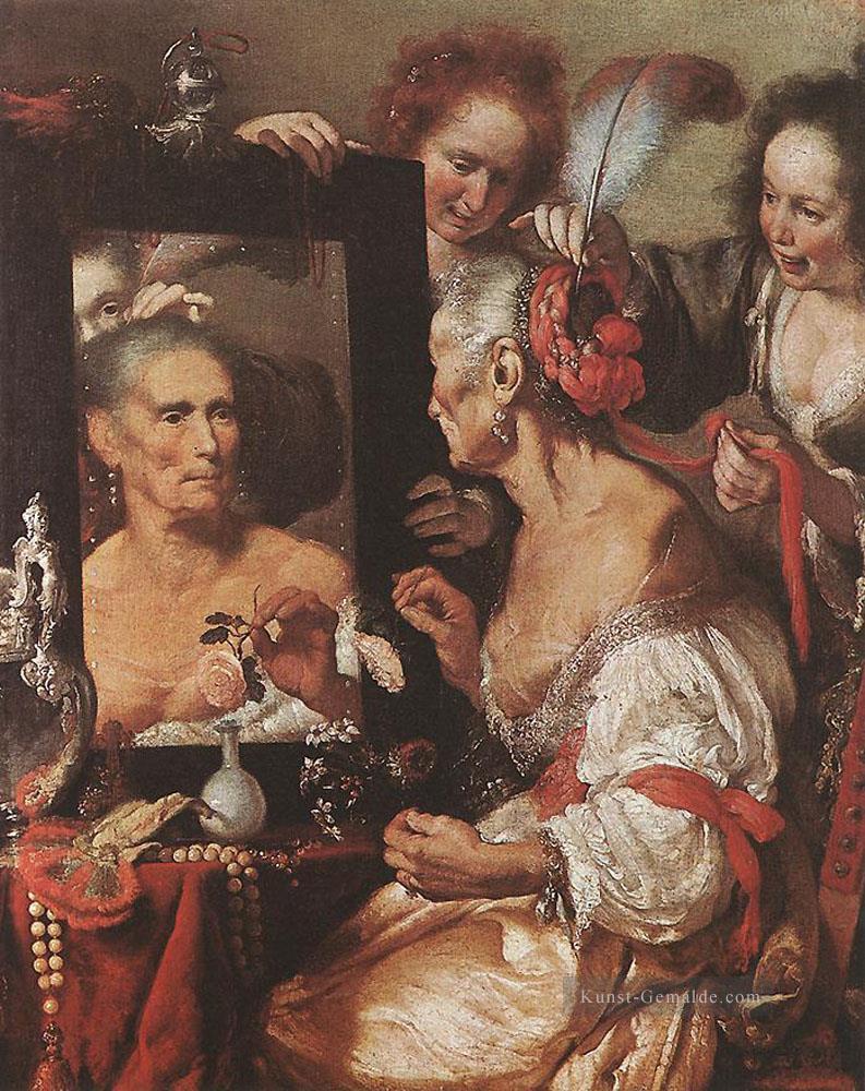Alte Frau am Spiegel italienischen Barock Bernardo Strozzi Ölgemälde